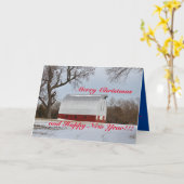 Kansas Red Barn Christmas Karte (Gelbe Blume)
