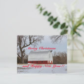 Kansas Red Barn Christmas Postkarte (Stehend Vorderseite)