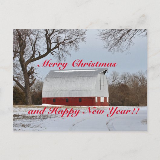 Kansas Red Barn Christmas Postkarte (Vorderseite)