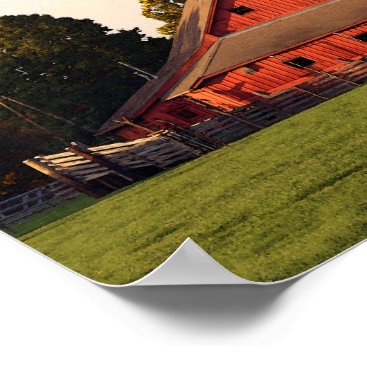 Kansas Red Barn im Herbst Poster (Ecke)