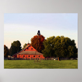 Kansas Red Barn im Herbst Poster