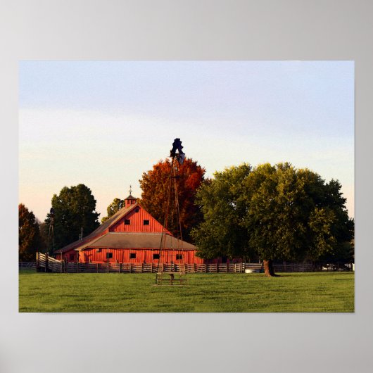 Kansas Red Barn im Herbst Poster (Vorne)