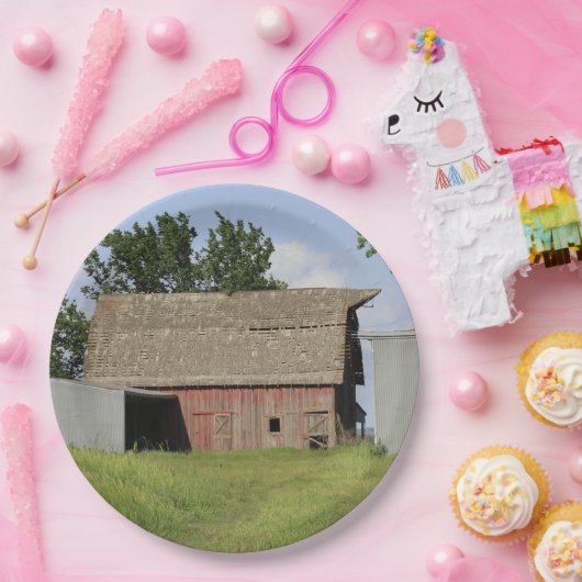 Kansas Red Barn mit blauem Himmel Pappteller (Party)