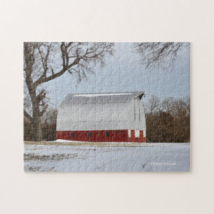 Kansas Red Barn mit Schnee Puzzle