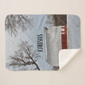 Kansas Red Barn mit Schnee Sherpadecke (Vorderseite (Horizontal))