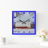 Kansas Red Barn Quadratische Wanduhr (Zuhause)