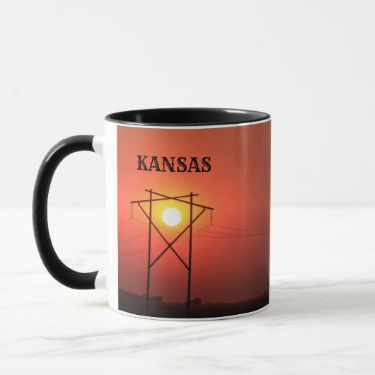 Kansas Red Power Line Sonnenuntergang KAFFEE TASSE (Links)