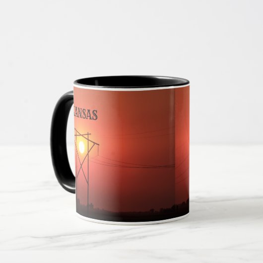 Kansas Red Power Line Sonnenuntergang KAFFEE TASSE (Vorderseite Links)