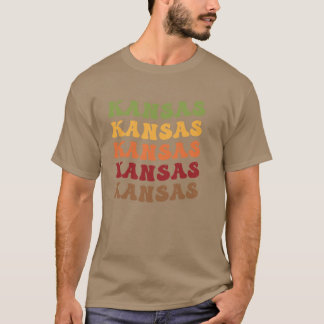 Kansas Retro Vintage Wellen-Text T-Shirt