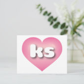 Kansas rosa fade heart - I Liebe ks Postkarte (Stehend Vorderseite)