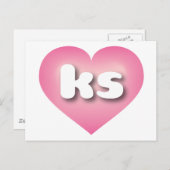 Kansas rosa fade heart - I Liebe ks Postkarte (Vorne/Hinten)