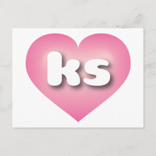 Kansas rosa fade heart - I Liebe ks Postkarte