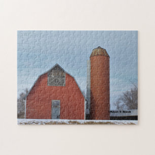 Kansas rote Scheune mit Schnee Puzzle