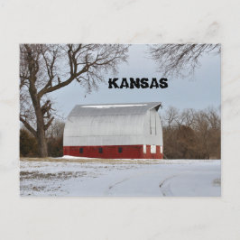 Kansas Roter Stall mit Baum- und Himmelskarte Postkarte