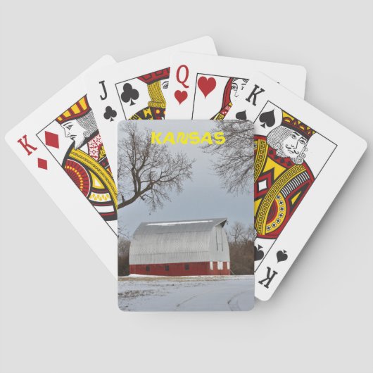 Kansas Roter Stall mit Schneekarten Spielkarten (Rückseite)