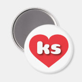 Kansas rotes Herz - I Liebe Magnet (Vorderseite/Rückseite)