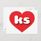 Kansas rotes Herz - I Liebe Postkarte (Vorne/Hinten)