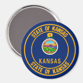 Kansas Round Emblem Magnet (Vorderseite/Rückseite)