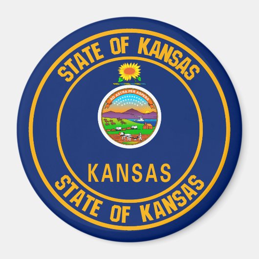 Kansas Round Emblem Magnet (Vorne)