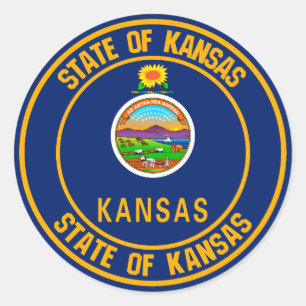 Kansas Round Emblem Runder Aufkleber
