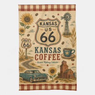 Kansas Route 66 Coffee Kitchen Americana Kunst Geschirrtuch