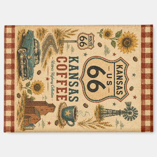 Kansas Route 66 Kühlschrank Kaffee Kunst Magnet