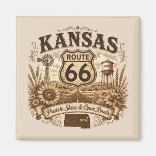 Kansas Route 66 Prairie Kühlschrank Andenken Magnet