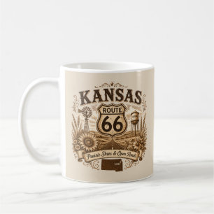 Kansas Route 66 Prairie Morgenfahrt Kaffeetasse