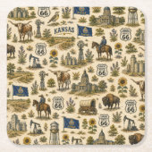 Kansas Route 66 Prairie Sips Rechteckiger Pappuntersetzer (Vorderseite)