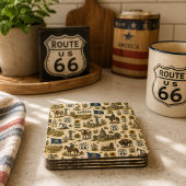 Kansas Route 66 Prairie Sips Rechteckiger Pappuntersetzer