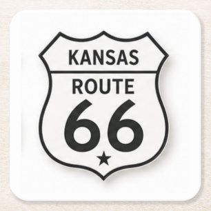 Kansas Route 66 Retro White Shield Untersetzer