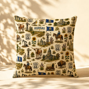 Kansas Route 66 Sofa Prairie Kissen