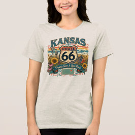 Kansas Route 66 Sonnenblumen Prairie Windmühle Str Tri-Blend Shirt