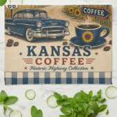 Kansas Route 66 Sunflower Diner Roadside Geschirrtuch (Gefaltet)