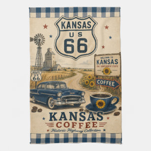Kansas Route 66 Sunflower Diner Roadside Geschirrtuch