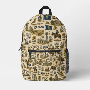 Kansas Route 66 Trail Prairie Bedruckter Rucksack