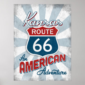 Kansas Route 66 Vintag Amerika Poster