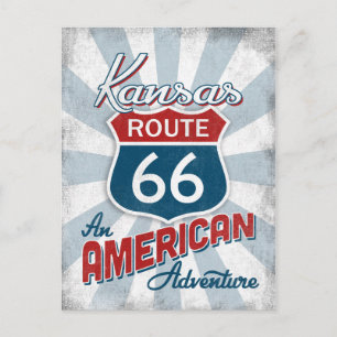 Kansas Route 66 Vintage Amerika Postkarte