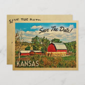 Kansas Save the Date Bauernhof Rustikal Ankündigungspostkarte (Vorne/Hinten)