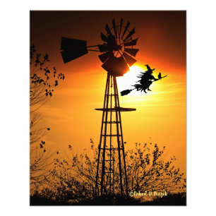 Kansas-Schönheit mit Sonnenuntergang mit Wolken. Fotodruck