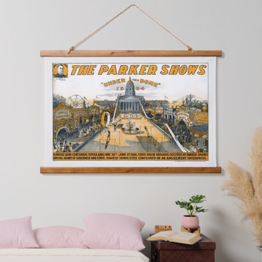 Kansas Semi-Centennial Staat House Grounds. Wandteppich Mit Holzrahmen (Schlafzimmer)