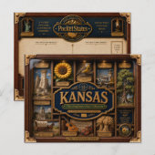 Kansas Shadow Box 3D Figurine Staat Postkarte (Vorne/Hinten)
