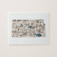 Kansas Shaped Kansan Vintag Picture Map