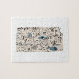 Kansas Shaped Kansan Vintag Picture Map Puzzle