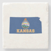 Kansas Silhouette Map Shaped State Flag Steinuntersetzer (Vorderseite)