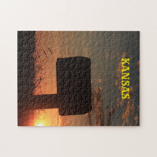 Kansas Silhouette Sunset Mail Box Puzzle (Horizontal)