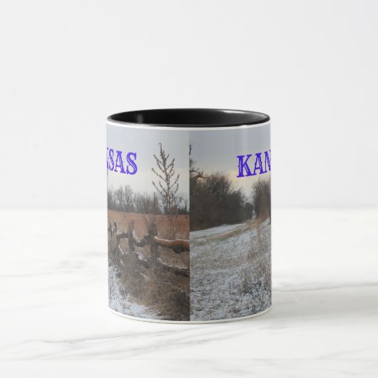 Kansas Snowy Fence Landscape Coffee Tasse (Zentrum)
