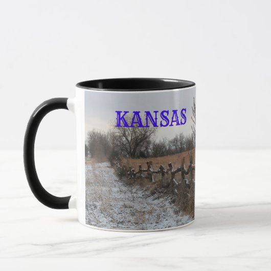 Kansas Snowy Fence Landscape Coffee Tasse (Links)