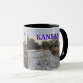 Kansas Snowy Fence Landscape Coffee Tasse (VorderseiteRechts)