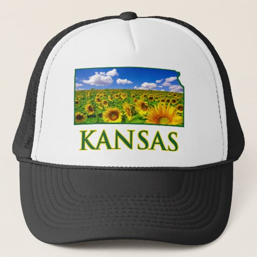 Kansas Sonnenblume Himmel Truckerkappe (Vorderseite)